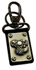 Nyckelring, Knucklehead i silver/patina, nitad p lder med karbinhake